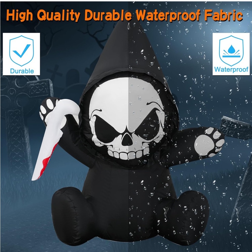 NEW Inflatable Grim Reaper Halloween Decoration